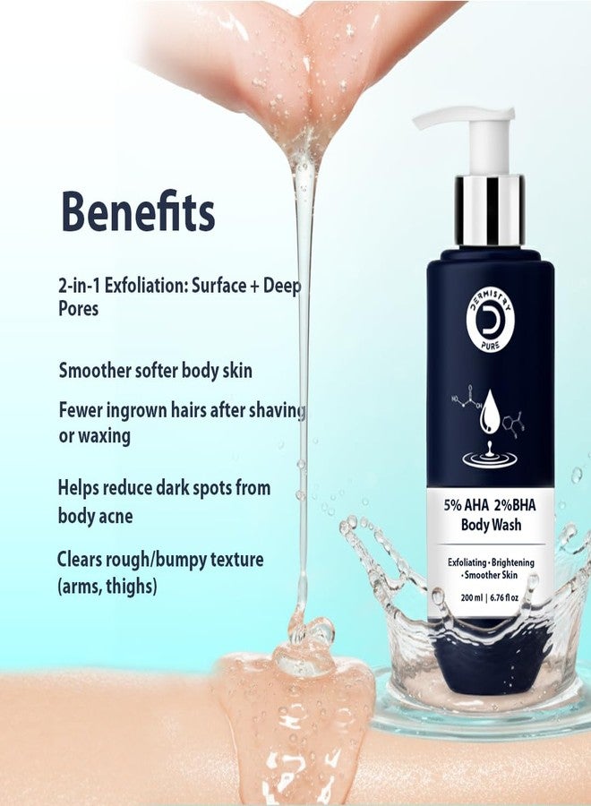 DERMISTRY 5% AHA 2% BHA Exfoliating D Tan Detan Removal Skin Smoothening Body Wash for Oily All and Strawberry Skin Types for Men Women 200ml - Image 3