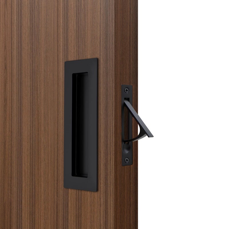 Dontay 2 Set Pocket Door Pull Handle304 Stainless Steel Rectangle Recessed Flush Finger Pulls Edge Spring PullNo LockHardware Set for More Than 118 Thickness Sliding DoorMatte Black6 - Image 2