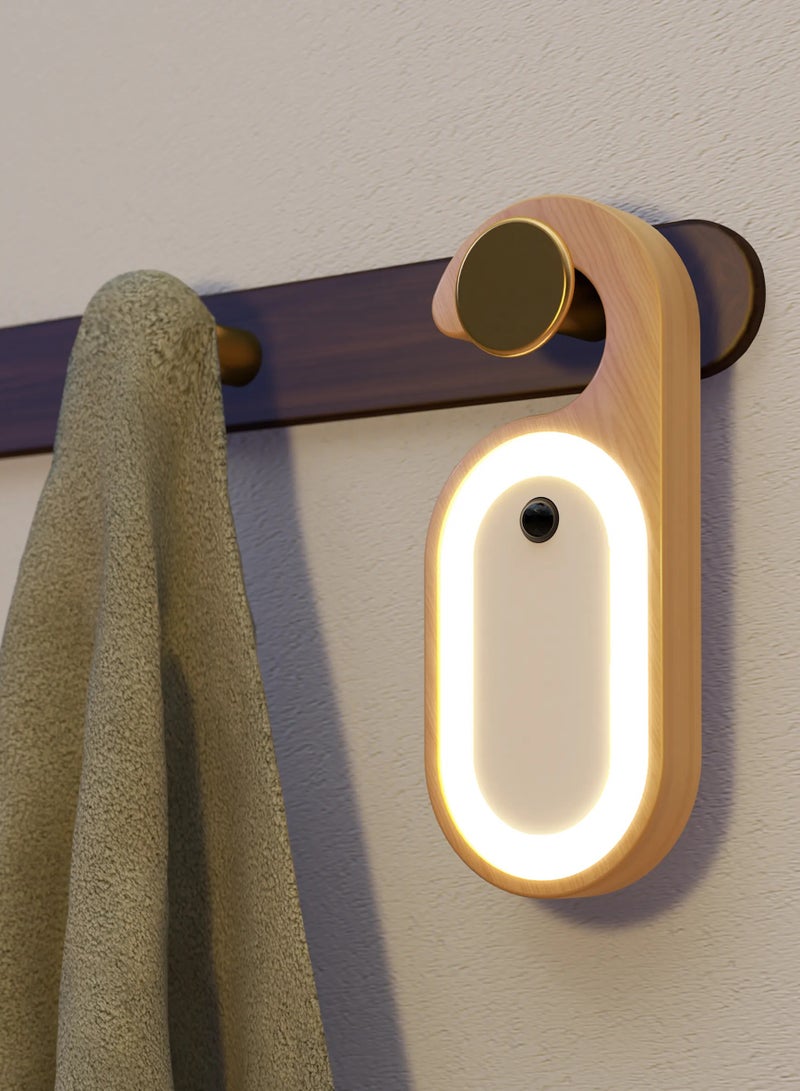 Shopit LED Wooden Memo Night Light with Motion Detector, USB Rechargeable Battery Small Night Lamp with Hook,3000K Warm White Light For Kids Room, Bedroom, Kitchen  - Image 1