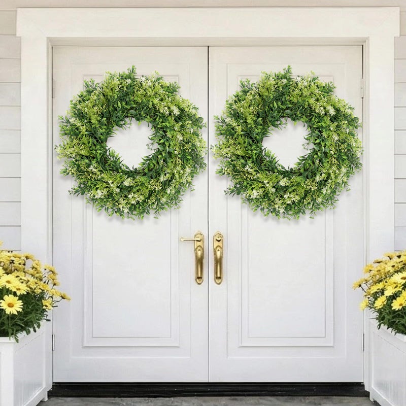 JDKPK 28 Inch Large Eucalyptus Wreaths for Front Door Artificial Green Leaves Greenery Indoor Outdoor Wreath Home Decor Porch Window Wall Farmhouse Door Decorations Spring Summer Fall All Seasons - Image 2