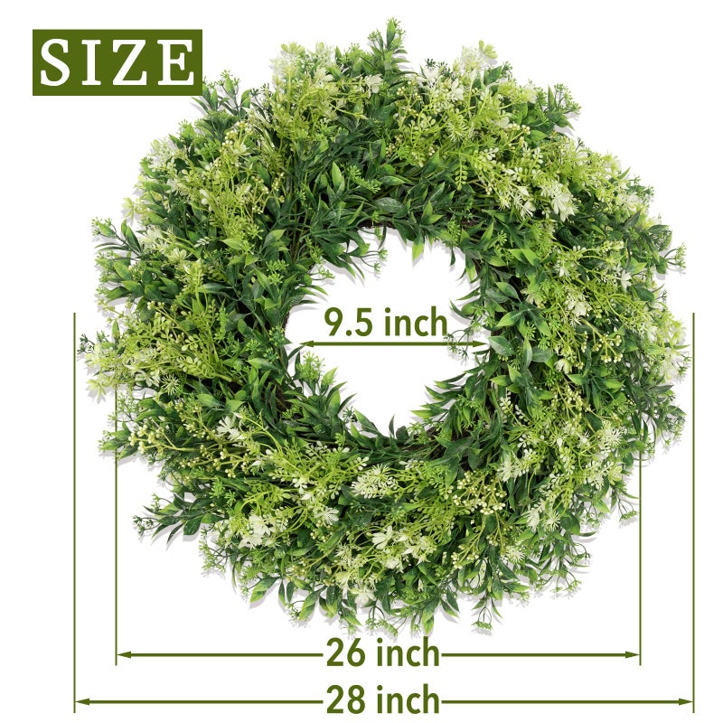 JDKPK 28 Inch Large Eucalyptus Wreaths for Front Door Artificial Green Leaves Greenery Indoor Outdoor Wreath Home Decor Porch Window Wall Farmhouse Door Decorations Spring Summer Fall All Seasons - Image 4