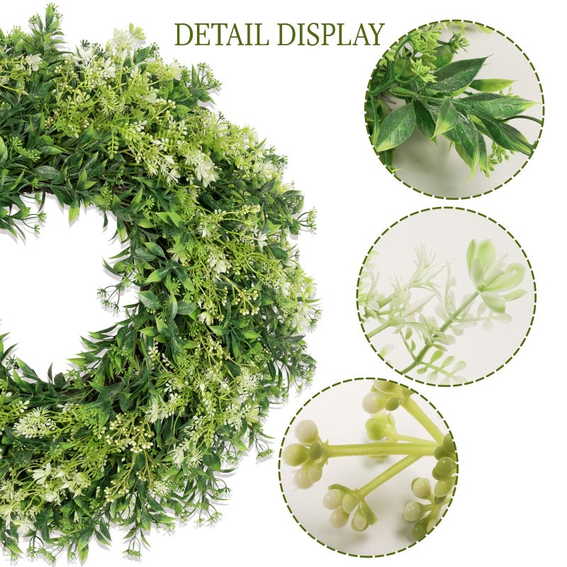 JDKPK 28 Inch Large Eucalyptus Wreaths for Front Door Artificial Green Leaves Greenery Indoor Outdoor Wreath Home Decor Porch Window Wall Farmhouse Door Decorations Spring Summer Fall All Seasons - Image 5