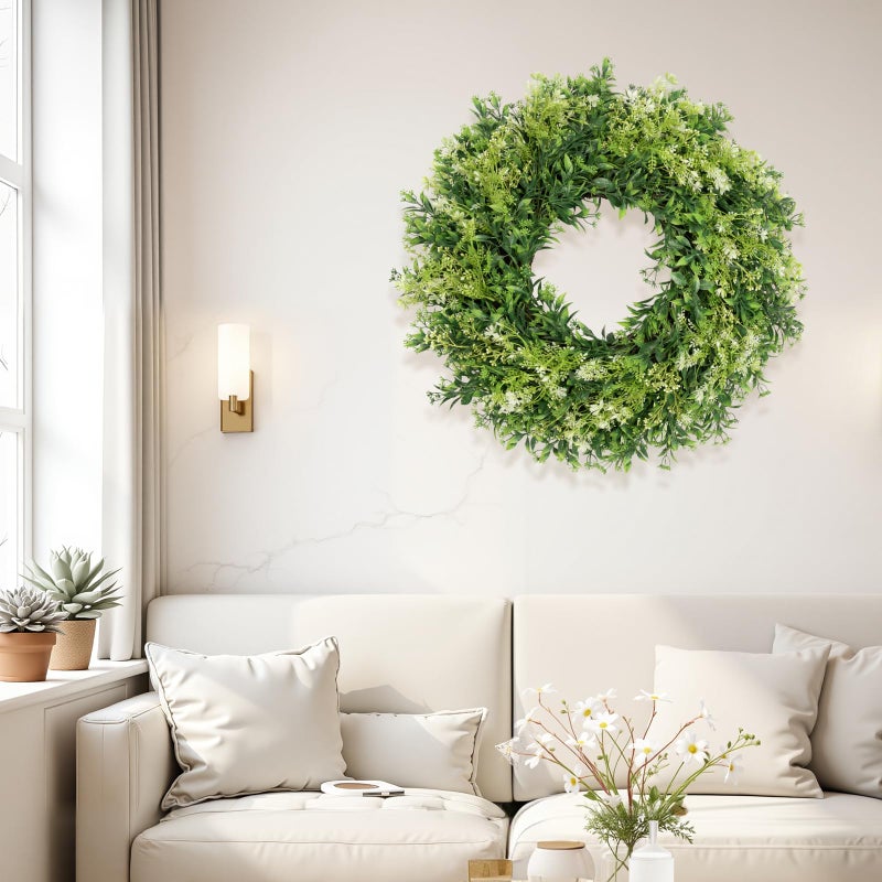JDKPK 28 Inch Large Eucalyptus Wreaths for Front Door Artificial Green Leaves Greenery Indoor Outdoor Wreath Home Decor Porch Window Wall Farmhouse Door Decorations Spring Summer Fall All Seasons - Image 3