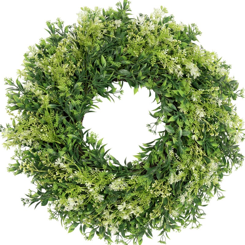 JDKPK 28 Inch Large Eucalyptus Wreaths for Front Door Artificial Green Leaves Greenery Indoor Outdoor Wreath Home Decor Porch Window Wall Farmhouse Door Decorations Spring Summer Fall All Seasons - Image 1