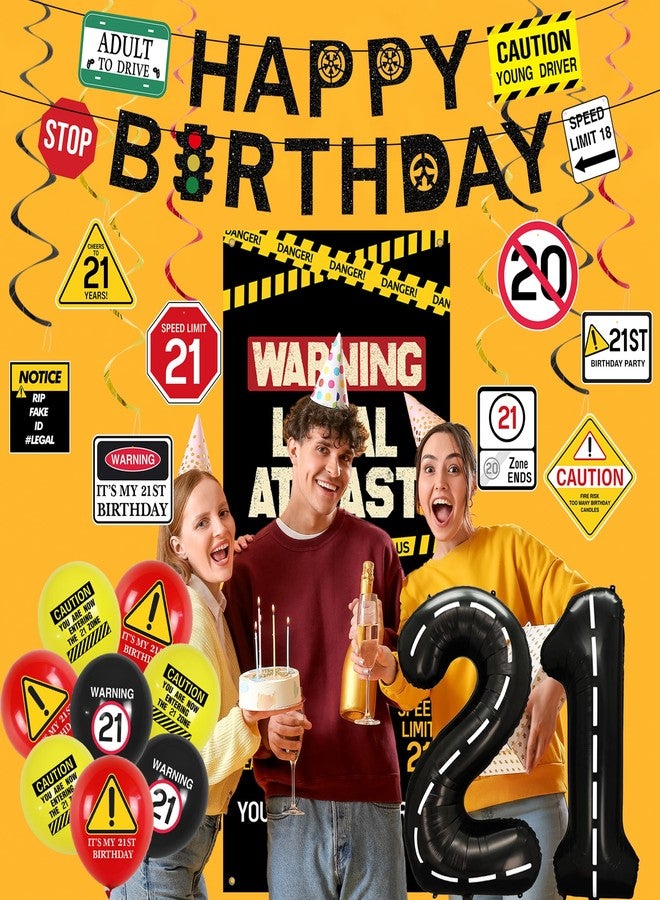 Roetyce Caution 21st Birthday Banner Decorations - Image 5