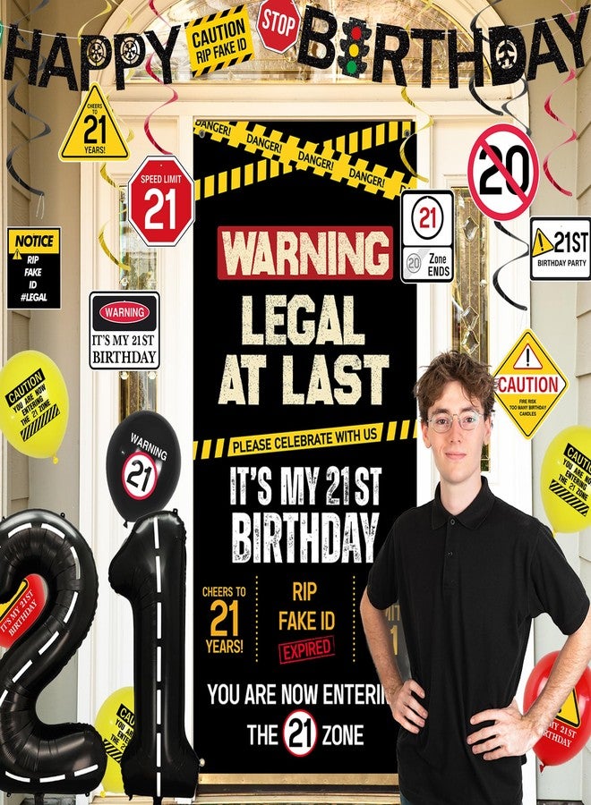 Roetyce Caution 21st Birthday Banner Decorations - Image 3