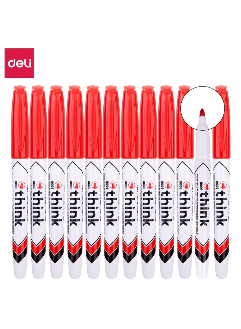 Deli EU00640 Whiteboard Marker Red 12pcs/box- ideal for whiteboard writing - Image 1