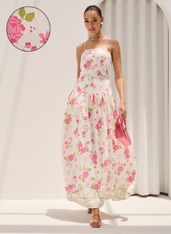 Styli Floral Print Strappy Tiered Maxi Dress - Image 1