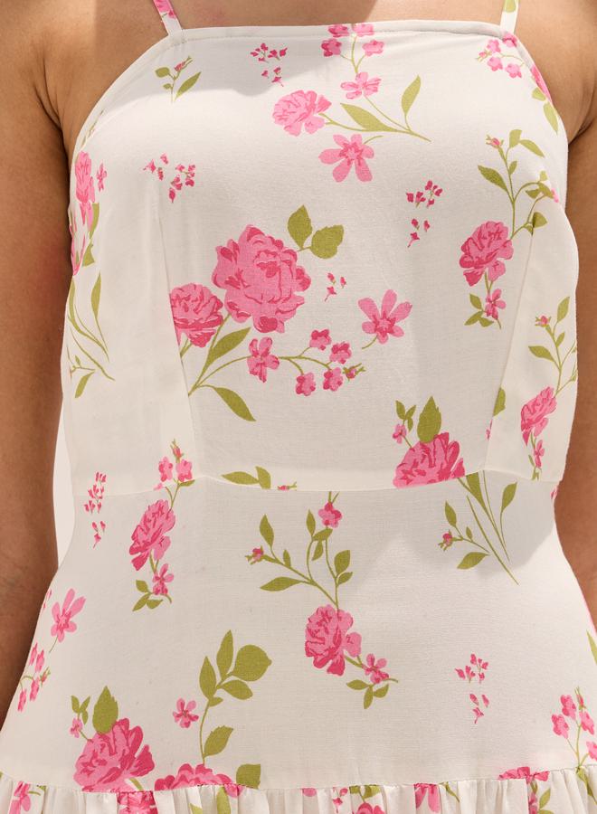 Styli Floral Print Strappy Tiered Maxi Dress - Image 4