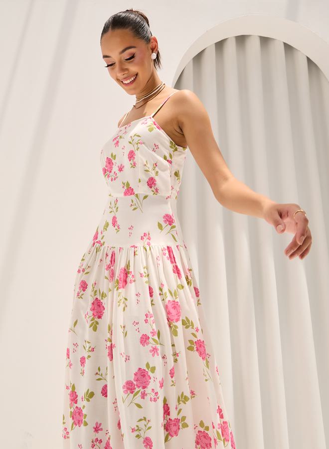 Styli Floral Print Strappy Tiered Maxi Dress - Image 3