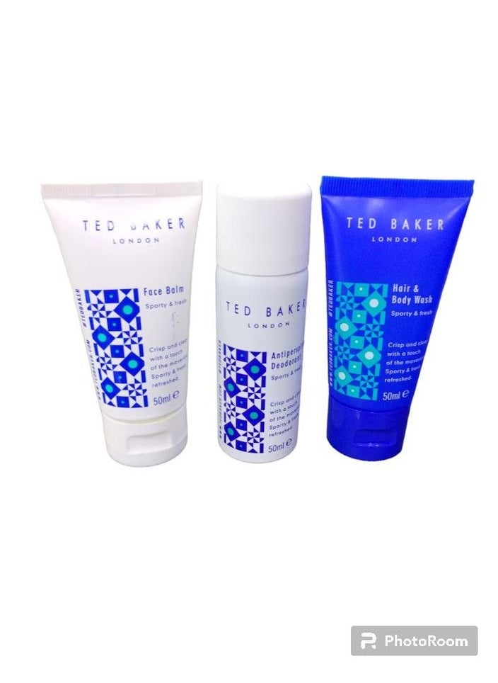 Ted Baker - TED BAKER MEN SET HAIR & BODY WASH 50ml+FACE BALM 50ml+DEODORANT 50 ml - Image 1
