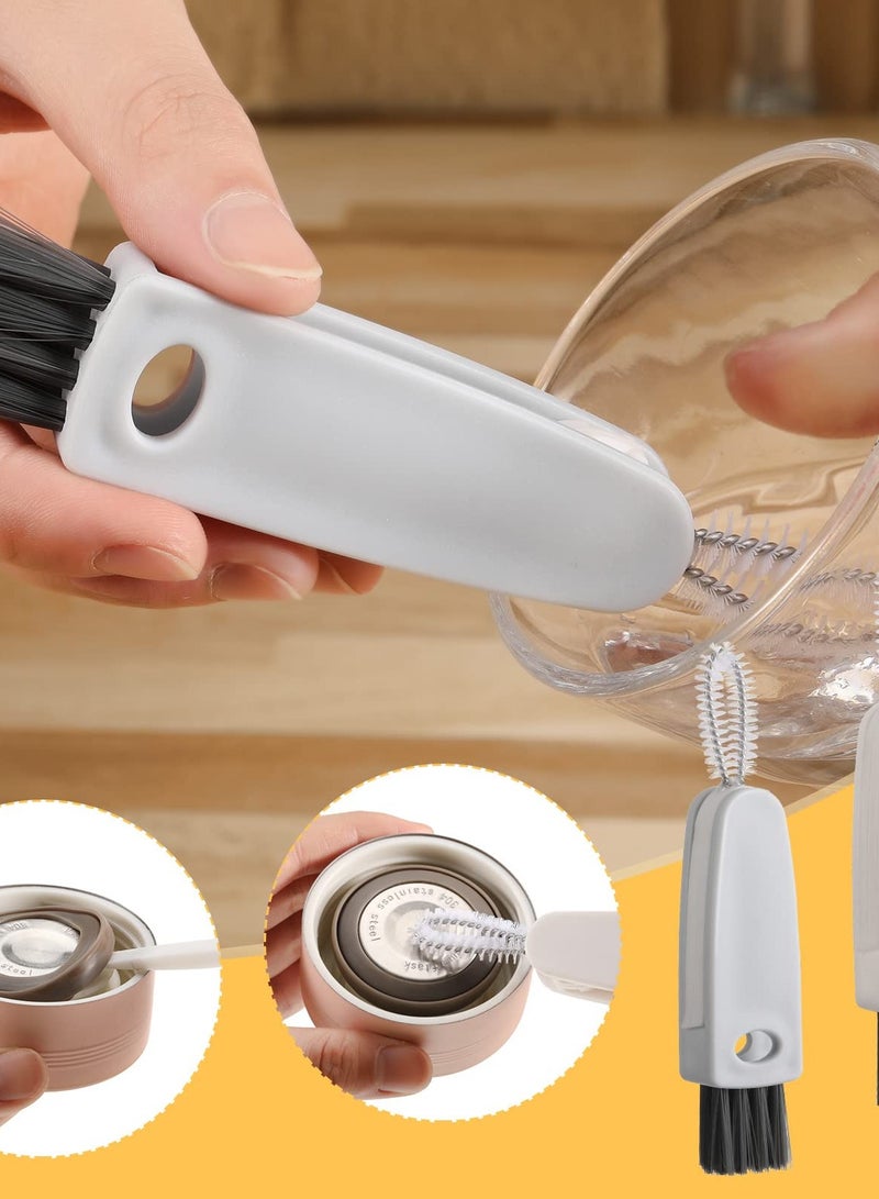 SOLARAE Small Bottle Lid Detail Brush, 3 in 1 Multifunctional Kitchen Mini Mug Glass Lid Cleaning Brush, Straw Cleaning Tool Water Bottle Cleaning Crevice Brush, Baby Bottle Cup Cleaning Tool - Image 4