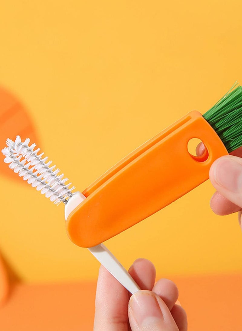 SOLARAE Small Bottle Lid Detail Brush, 3 in 1 Multifunctional Kitchen Mini Mug Glass Lid Cleaning Brush, Straw Cleaning Tool Water Bottle Cleaning Crevice Brush, Baby Bottle Cup Cleaning Tool - Image 3