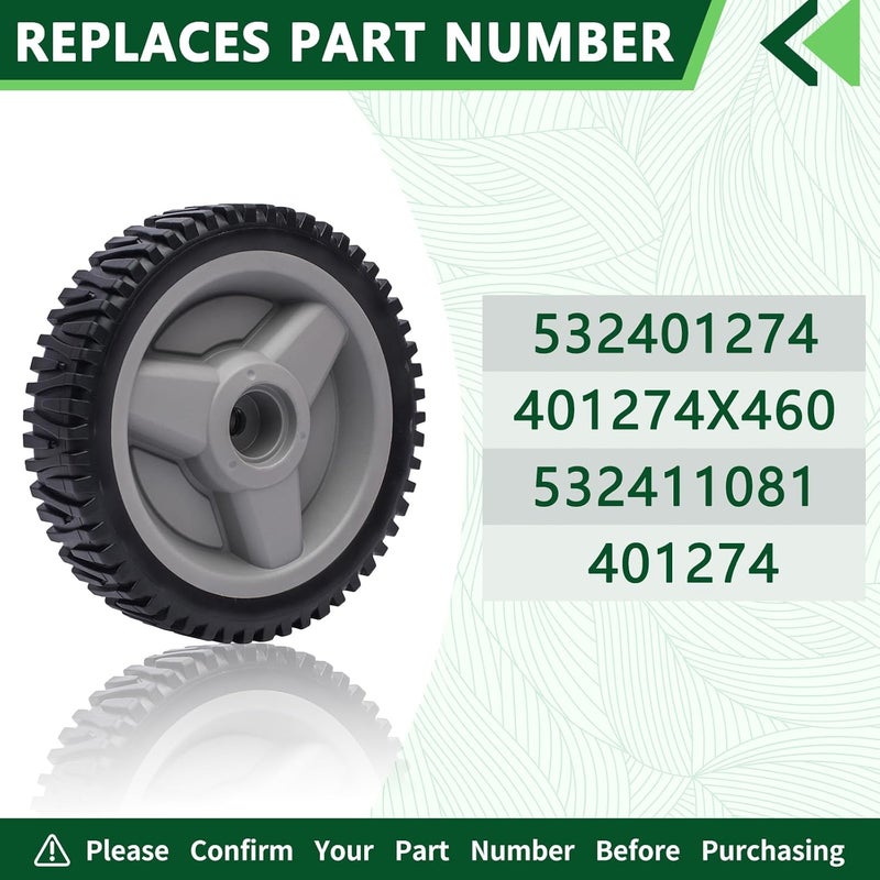 TENGMUJX 532401274 Front Drive Wheels Fit for Husqvarna AYP Craftsman HU Mower for HU Self Propelled Lawn Mower Tractor, Front Wheels for HU700F Replaces 401274 401274X460 532411081 8" x 1-3/4"(2 Pack) - Image 3