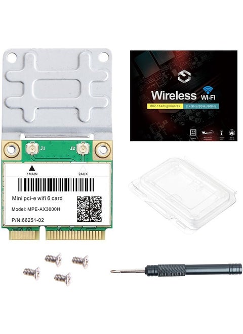 MPE-AX3000H WiFi 6 Wireless Card Dual Band 802.11ax Half Mini PCI-E WiFi Card PCI Express Network Adapter BT5.2 2.4GHz 574Mbps 5GHz 2.4Gbps(160MHz) for Windows 10/11 64 bit Better 7260HMW WiFi Card