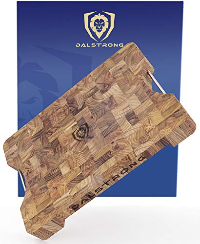 Dalstrong Cutting Board-Lionswood End-Grain Teak-16" x 12"-Steel Carrying Handles-Serving Board - Large Cutting Boards For Kitchen-Chopping Meat Cutting Board-Two Sizes - Image 1
