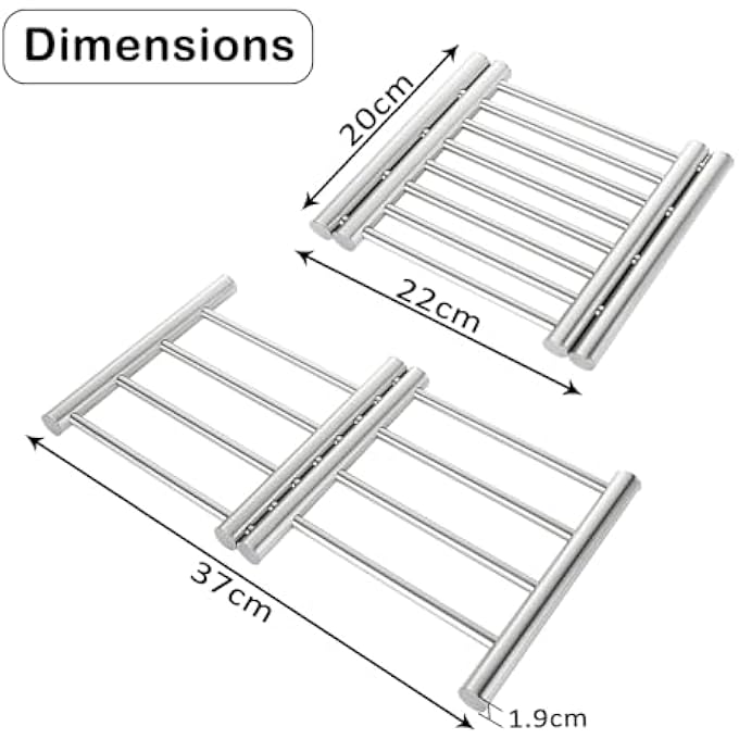 HEXAR Stainless Steel Extendable Coaster Hot Pot Placement Trivet 22 To 37Cm For Home Kitchen Dining Table More Than Two Pots Table Mat Kitchen Dining Tableware Accessories - Image 2
