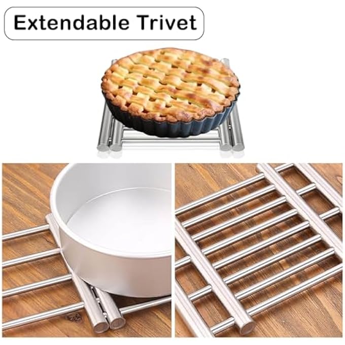 HEXAR Stainless Steel Extendable Coaster Hot Pot Placement Trivet 22 To 37Cm For Home Kitchen Dining Table More Than Two Pots Table Mat Kitchen Dining Tableware Accessories - Image 3