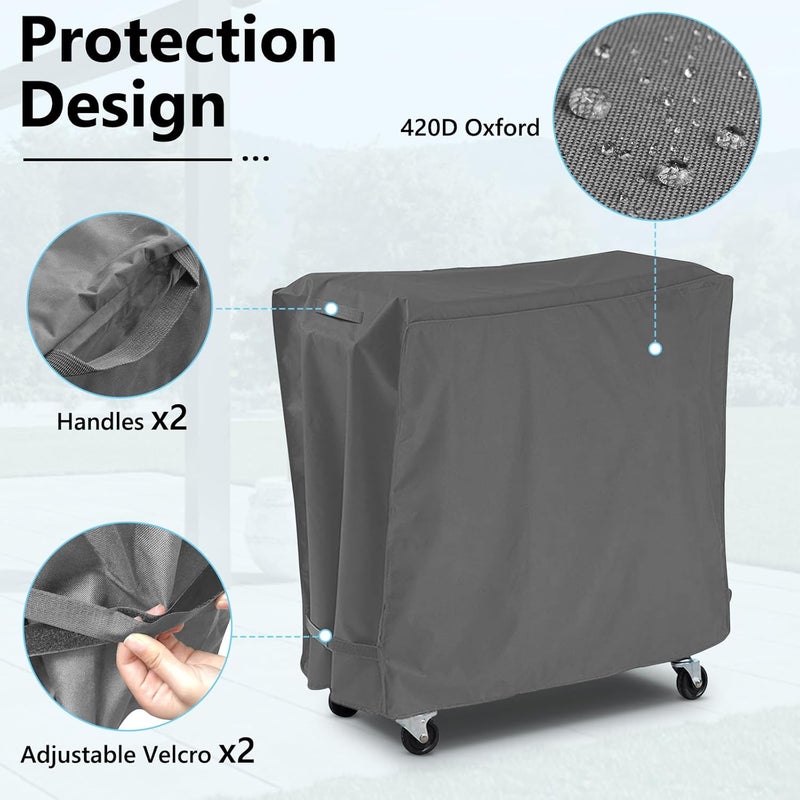 AKEfit Patio Cooler Cart Cover,Waterproof Ice Chest Cart Cover Fits 65-80 Quart Patio Party Ice Chest Rolling Cooler,34"Lx19"Wx31"H-Grey - Image 3