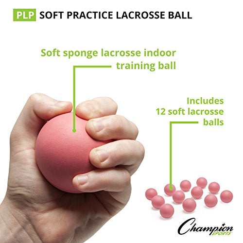 Champion Sports Sponge Lacrosse Balls: Soft Touch for Professional, College and Grade School Indoor Outdoor Training and Practice - 12 Pack, Pink-Sponge - Image 4
