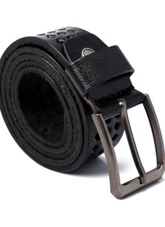 Andora Black Perforated Leather Belt_Black  - Image 1
