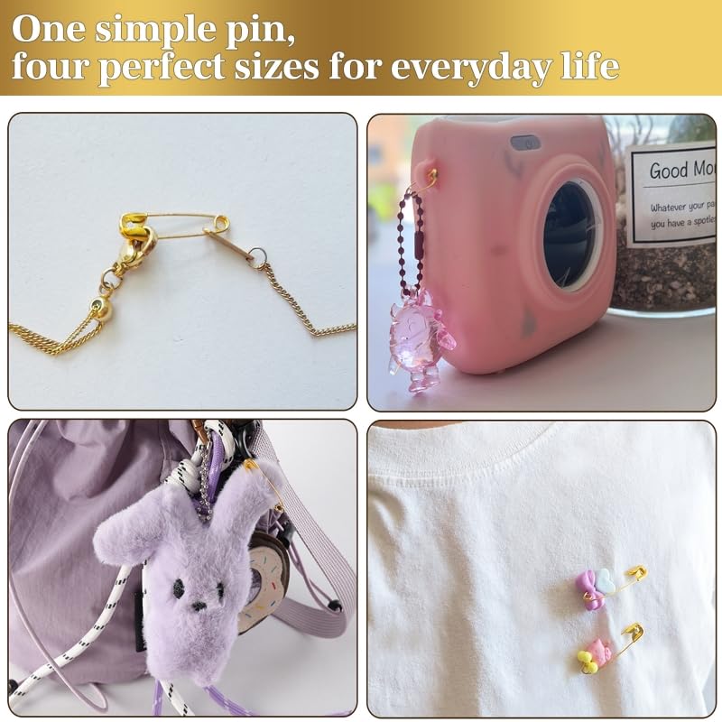 Optomni 300 Pack Gold Safety Pins Assorted Sizes (19mmâ€“37mm), Mini & Small to Large Safety Pins for Clothes, Sewing, Crafts, Quilting, and Home Use - Image 4
