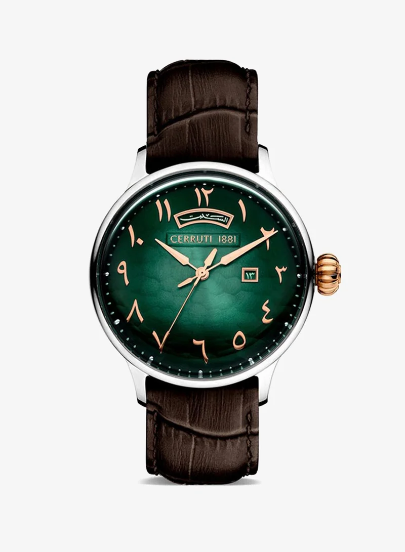 CERRUTI 1881 Men's Analog Round Shape Leather Wrist Watch CIWGB0008004 - 42 Mm