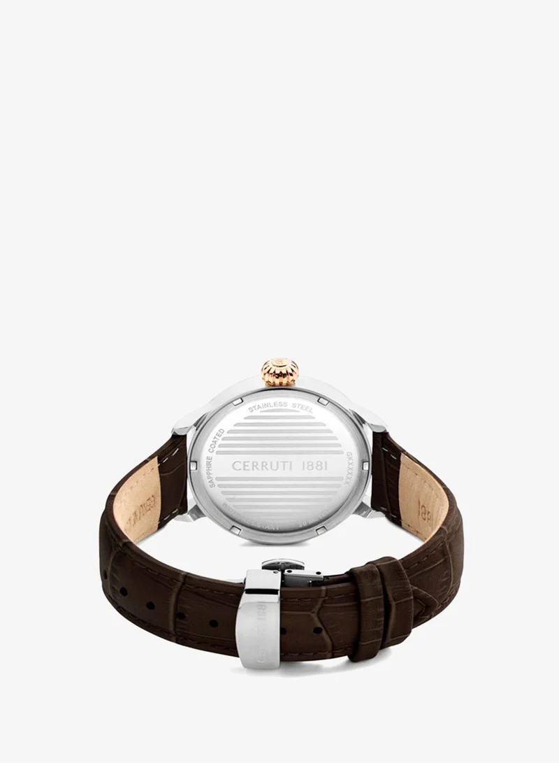 CERRUTI 1881 Men's Analog Round Shape Leather Wrist Watch CIWGB0008004 - 42 Mm