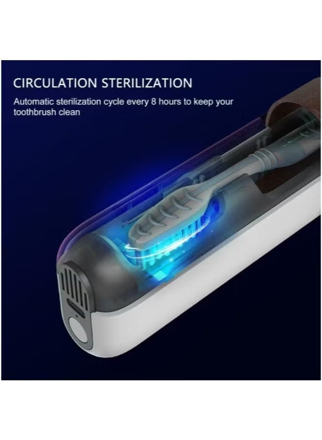 Portable UV Toothbrush Sanitizer, , UV-C Auto Cycle Sterilization and Rechargeable Sterilizer Box Cleaner Holder Fits Electric Toothbrush Heads and Manual Toothbrushes - Image 3