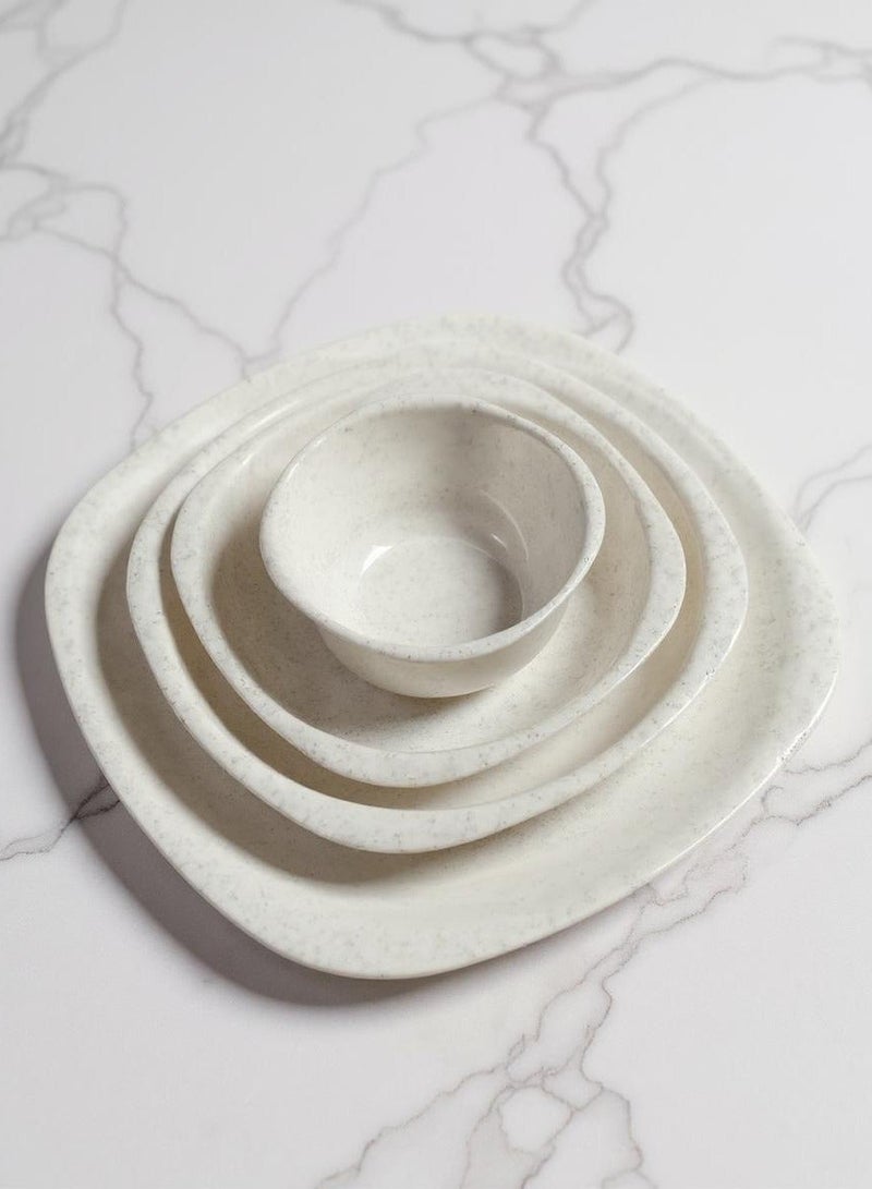 إيكو بلاست طقم عشاء ويف 33 قطعة اطباق واوعية متنوعة من البلاستيك الصحي الآمن للاستخدام الحراري في الميكروويف متعدد الاحجام والاشكال - ابيض جرانيت - Image 3