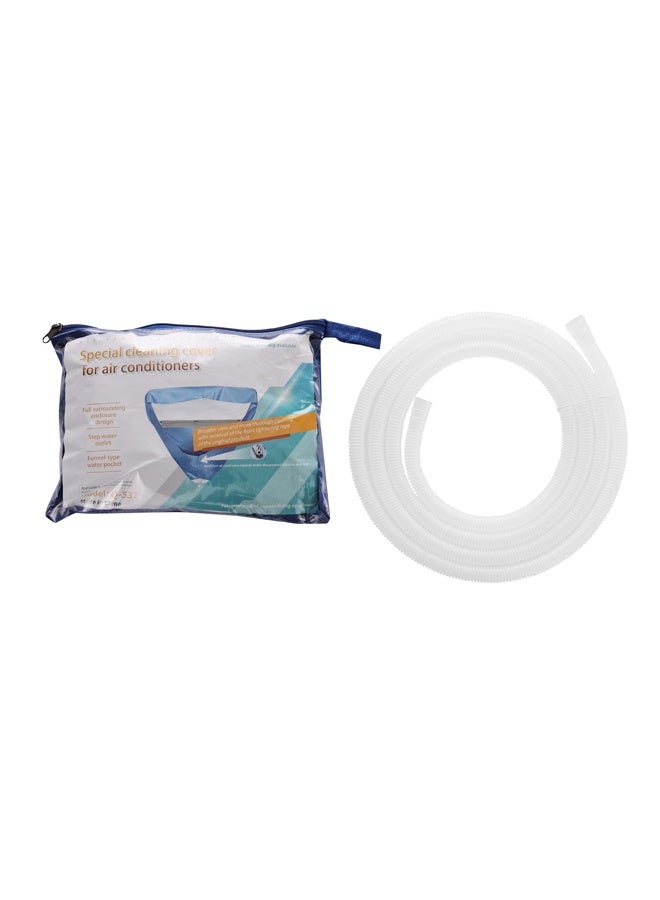 لوازم غطاء مقاوم للماء لتنظيف مكيف الهواء مع مخرج تصريف وواقي، كيس غسيل غبار - أنبوب بلاستيكي بطول 2.8 متر، غطاء تنظيف مكيف سبليت جداري، كيس تنظيف المكيف القابل لإعادة الاستخدام، مناسب للمنازل والمكاتب - Image 5