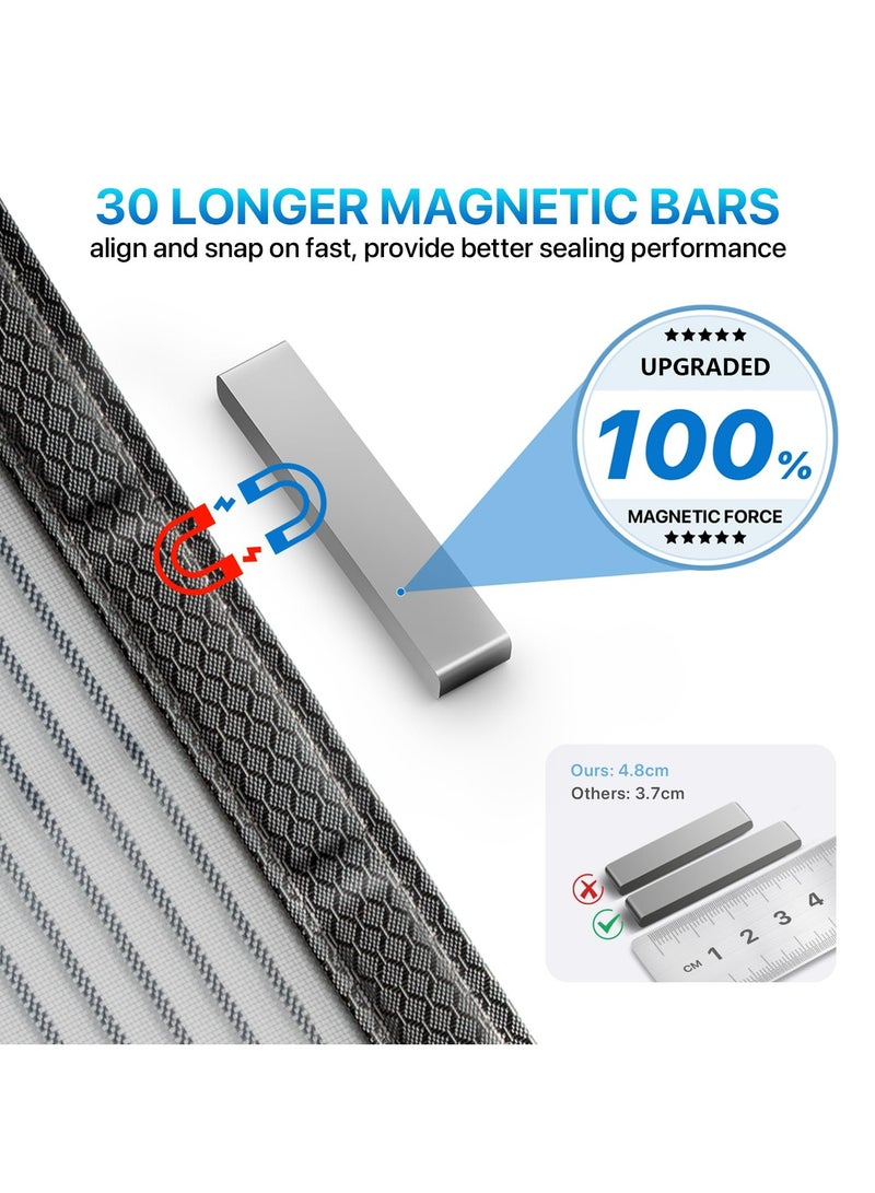 دوميني باب شاشة مغناطيسي، باب شاشة شديد التحمل بإغلاق مغناطيسي، شبكة باب شاشة سميكة من الألياف الزجاجية، ذاتي الغلق، مقاوم للتمزق، سهل التجميع، شبكة دقيقة تمنع دخول الحشرات، مناسب لغرف النوم/الشرفة/المطبخ، لا يحتاج إلى حفر، شبكة قابلة للغسل (120 × 220 سم، رمادي) - Image 4