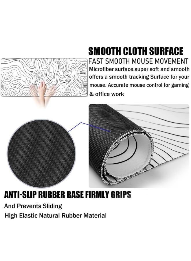 Extra Large Mouse Pad, Gaming Mouse Pad, Big Mouse pad, Waterproof Extra Large Big Mouse Pad with Stitched Edge, Non-Slip Base Keyboard Pad for Gamer, Office & Home, 31.5 x 15.8, Black Lines - Image 3