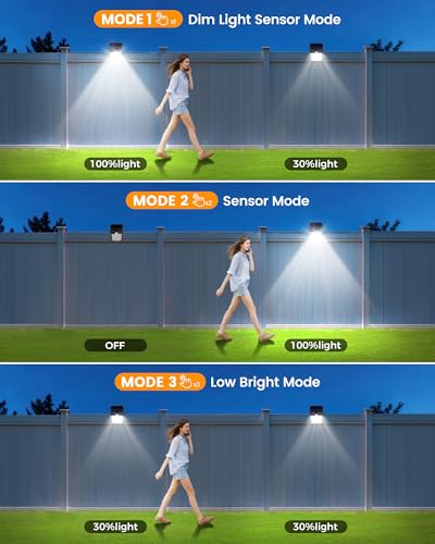 LIFENGSOLER Clip on Solar Lights Outdoor, 3 Modes Solar Motion Lights Outdoor Waterproof, 60LEDs 500LM Portable Security Light for Fence, Deck, Garage, Camping, USB Charging, 4 Black - Image 5