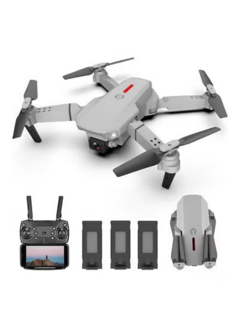 LS-E525 Kids Explorer Drone - 4K Dual Camera WiFi Toy with Easy Controls - Safe Headless Mode & Auto Hover - 3 Batteries for 45+ Min Play - Perfect First Drone for Beginners (Silver Grey) 