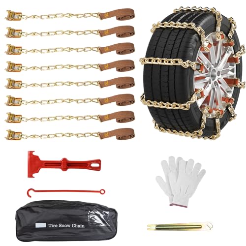 Qoosea Snow Chains 8Pcs Tire Chains Snow Chains for Car SUV Tire Chains with Tightening Buckles Universal Anti-Slip Snow Tire Chains Tire Cables Durable Chains for Tires Heavy Duty - Image 1