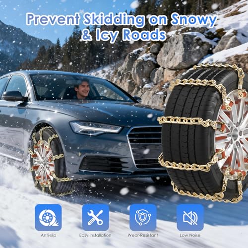 Qoosea Snow Chains 8Pcs Tire Chains Snow Chains for Car SUV Tire Chains with Tightening Buckles Universal Anti-Slip Snow Tire Chains Tire Cables Durable Chains for Tires Heavy Duty - Image 2