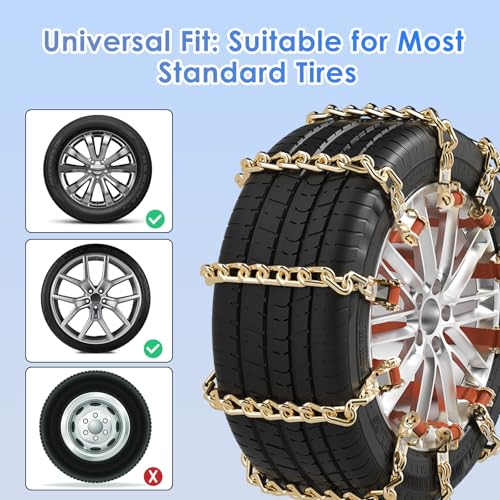 Qoosea Snow Chains 8Pcs Tire Chains Snow Chains for Car SUV Tire Chains with Tightening Buckles Universal Anti-Slip Snow Tire Chains Tire Cables Durable Chains for Tires Heavy Duty - Image 4