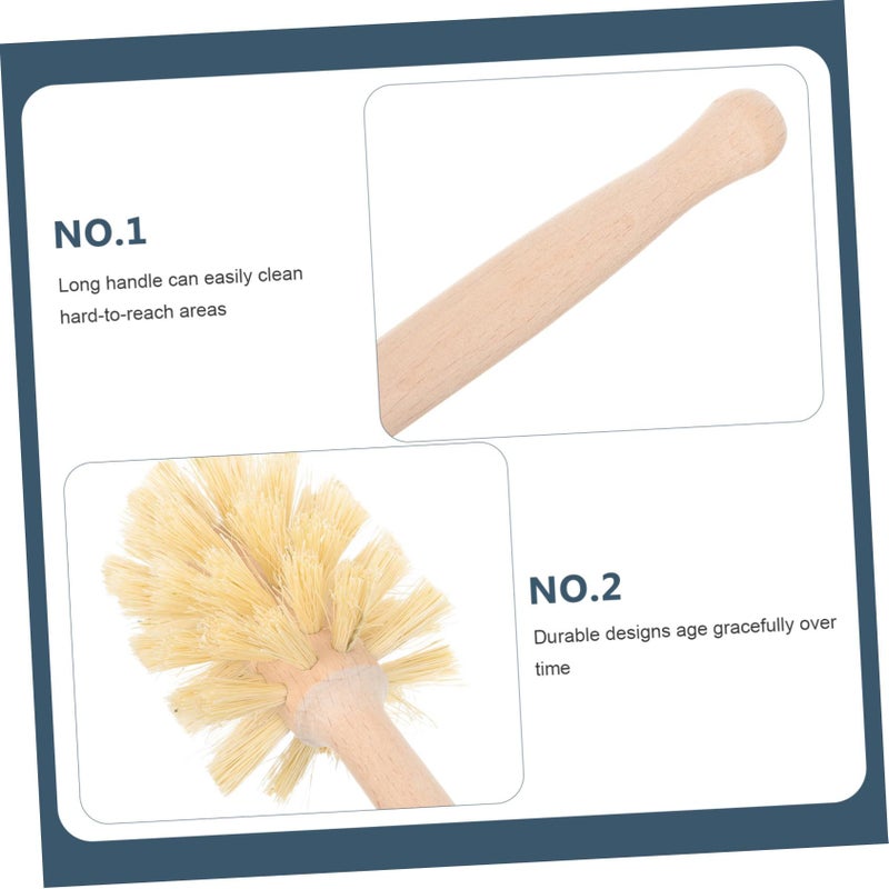 Wooden Toilet Brush with Hard Bristles Long Handle Compact Space Saving Design for Bathroom Cleaning - Image 5