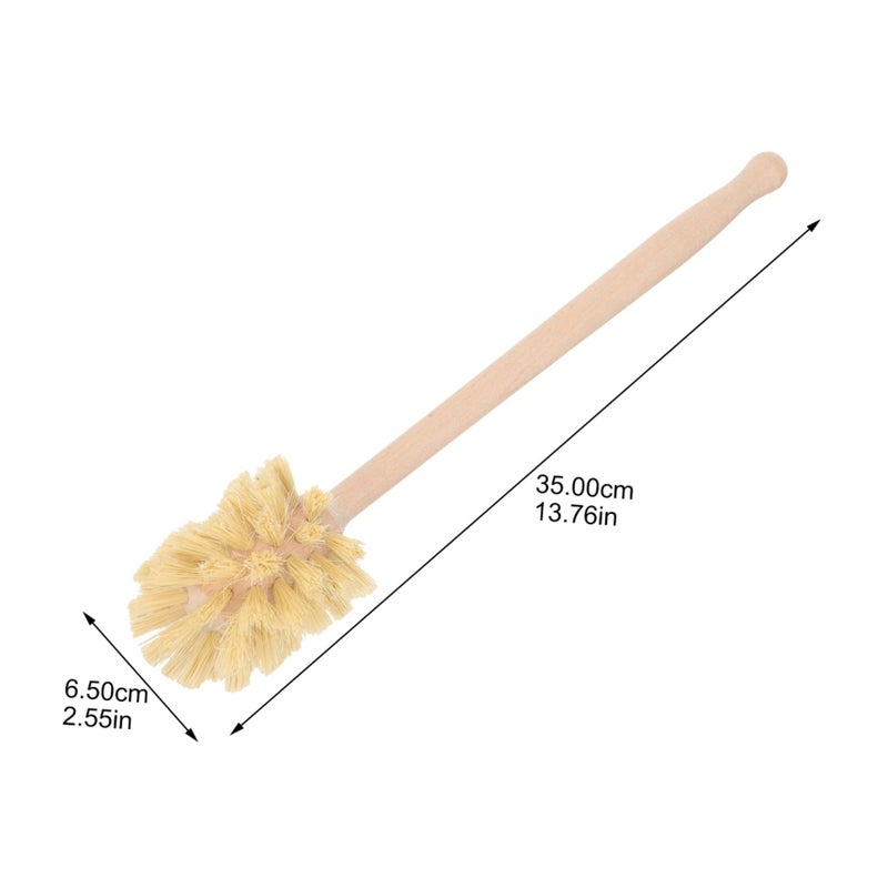 Wooden Toilet Brush with Hard Bristles Long Handle Compact Space Saving Design for Bathroom Cleaning - Image 3