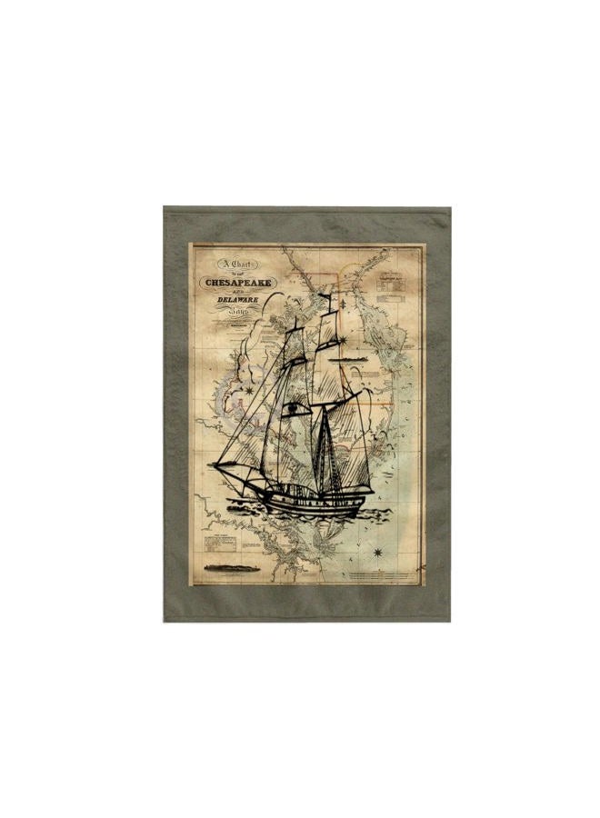 3DROSE 3D Rose Print of Vintage Chesapeake Bay with Ghost Ship TWL_204904_1 Towel, 15" x 22" - Image 1