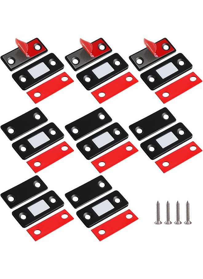 Generic 8Pcs Cabinet Magnetic Catchs Ultra Thin Cabinet Door Magnets Stick on Drawer Magnets Cabinet Latch Magnetic Closures for Cabinets Kitchen Closet Door Closing Magnetic Door Catch Closer Black  - Image 1