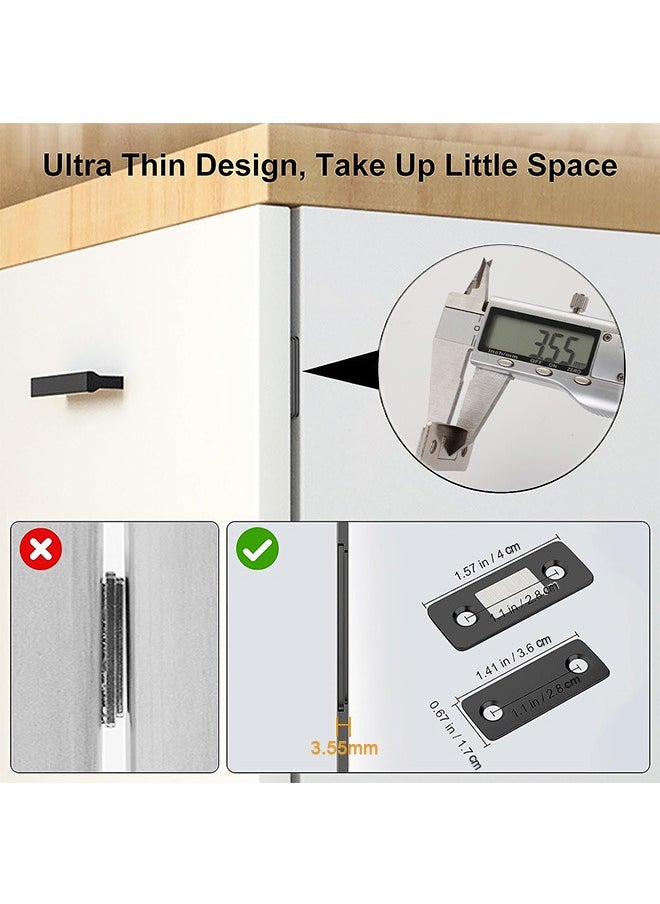 Generic 8Pcs Cabinet Magnetic Catchs Ultra Thin Cabinet Door Magnets Stick on Drawer Magnets Cabinet Latch Magnetic Closures for Cabinets Kitchen Closet Door Closing Magnetic Door Catch Closer Black  - Image 4