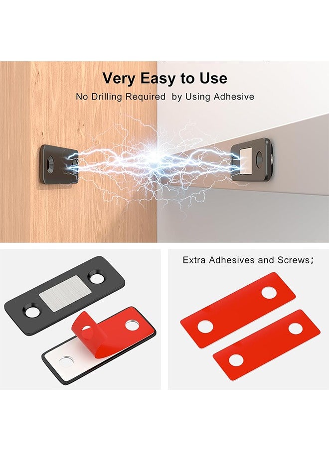 Generic 8Pcs Cabinet Magnetic Catchs Ultra Thin Cabinet Door Magnets Stick on Drawer Magnets Cabinet Latch Magnetic Closures for Cabinets Kitchen Closet Door Closing Magnetic Door Catch Closer Black  - Image 2
