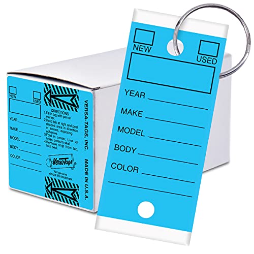 Versa-Tags 250 Per Box, Self-Protecting Paper Key Tags with Chrome-Plated Split Rings Perfect for Car Truck Or RV Dealers Blue - Image 1