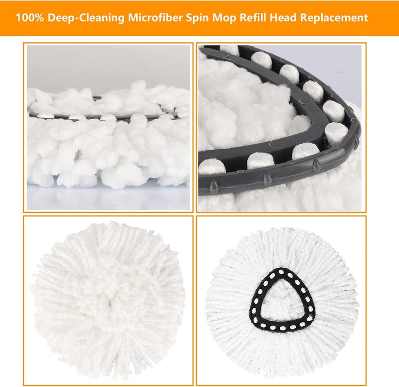 رأس بديل لمكنسة الدوران من نوع Spin Mop، مصنوع من 100% من الألياف الدقيقة، متوافق مع مكنسات الدوران من نوع Triangle Spin Mop، يمكن استخدامه لتنظيف الأرضيات بسهولة وبزاوية دوران 360 درجة. - Image 5