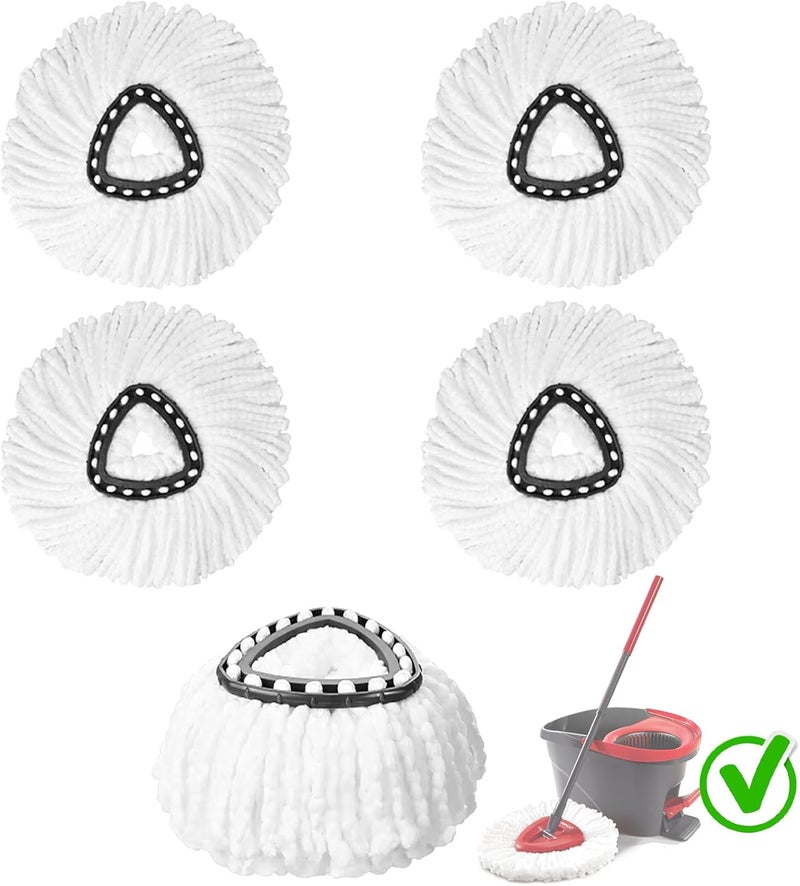 رأس بديل لمكنسة الدوران من نوع Spin Mop، مصنوع من 100% من الألياف الدقيقة، متوافق مع مكنسات الدوران من نوع Triangle Spin Mop، يمكن استخدامه لتنظيف الأرضيات بسهولة وبزاوية دوران 360 درجة. - Image 1