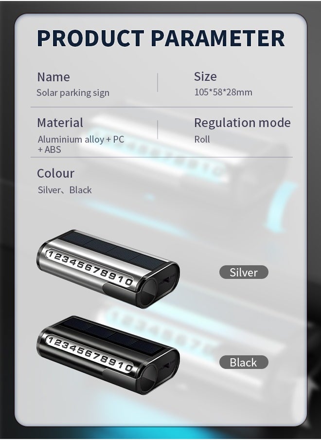 Generic - Car Parking Card Number, Temporary Parking Number Plate, Digital Roller Design, Automatic Photosensitive Lighting - Image 1