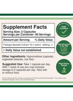 Double Wood Supplements Fadogia Agrestis 600Mg Per Serving (180 Capsules)  - Image 2