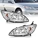 WEELMOTO for 20042005 Honda Civic 24Door Headlights Assembly Replacement Pair Headlamp Replacement Chrome Housing Amber Reflector LeftRight Side - Image 2